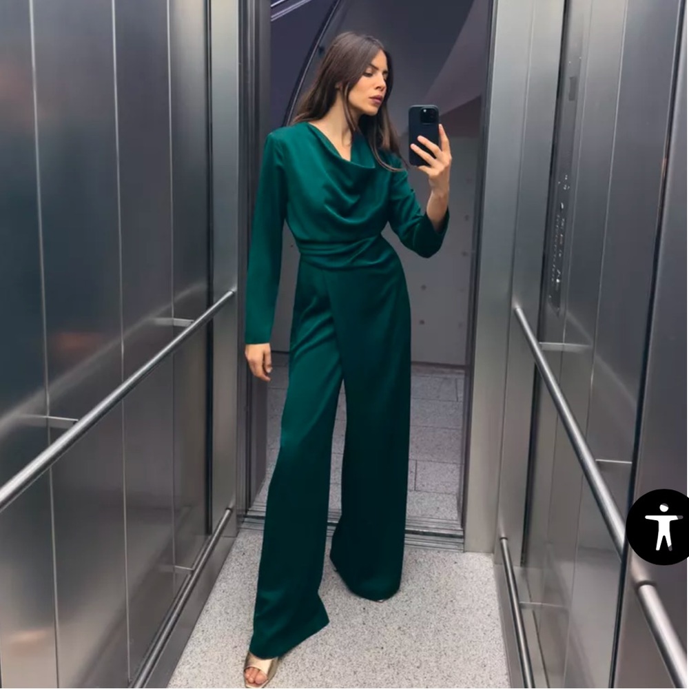 Brand New with tags CREPE JUMPSUIT WITH PLEATS AT WAIST